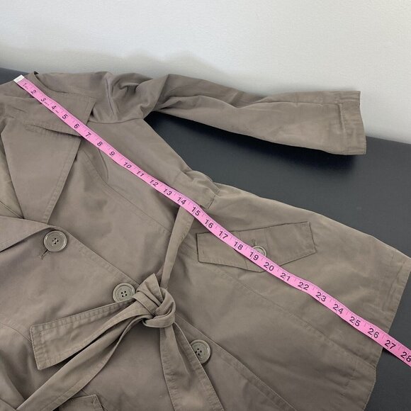 Michael Michael Kors Women's Trench Rain Coat Size S Petite Olive Green Belted - Picture 9 of 10